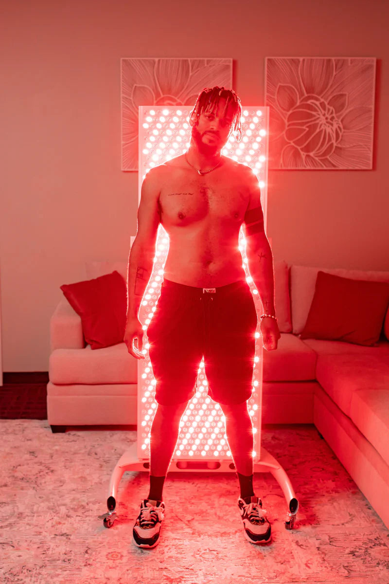 Man standing in front of Mito Red Commercial Red Light Panel 
