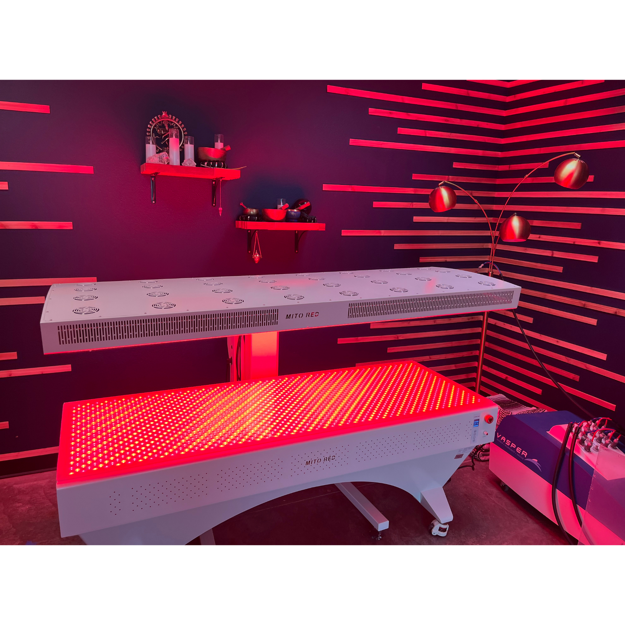 recharge red light therapy bed turned on in a facility 